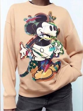 Zara x Disney Colorful Mickey Mouse Graphic Sweatshirt Size XL